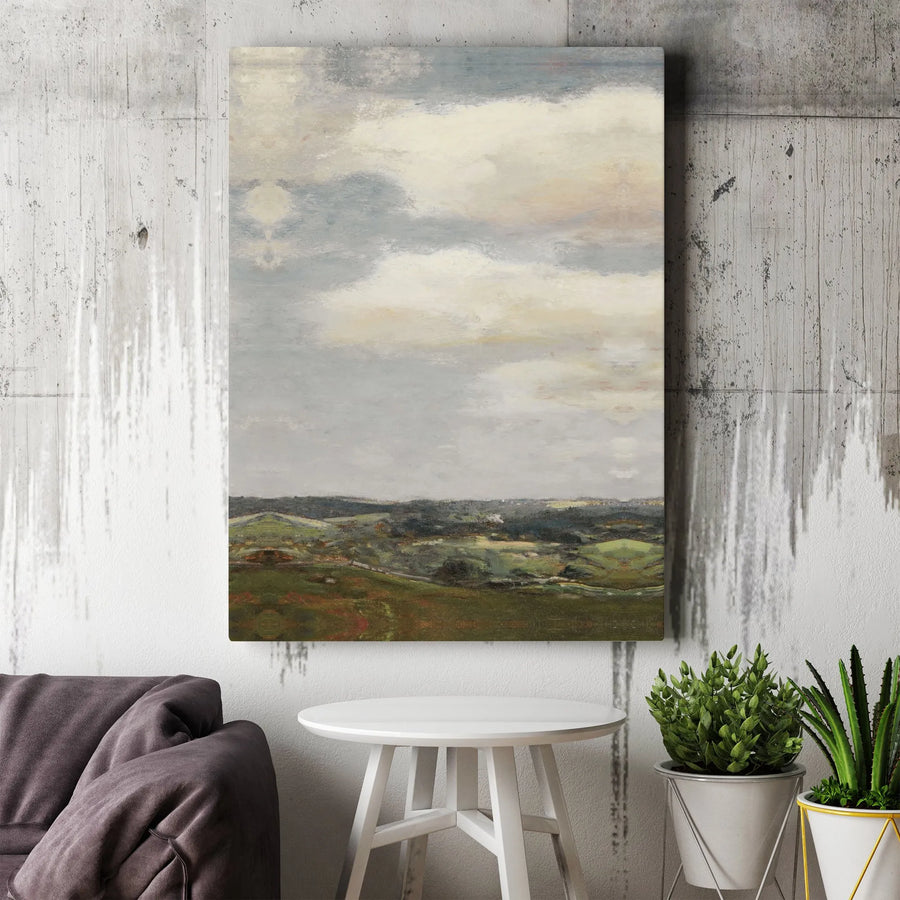 Rolling Hills Landscape Canvas Art | Cloudy Sky Nature Print | 1.25-Inch Thick Gallery Wrapped | Modern Farmhouse Home Decor