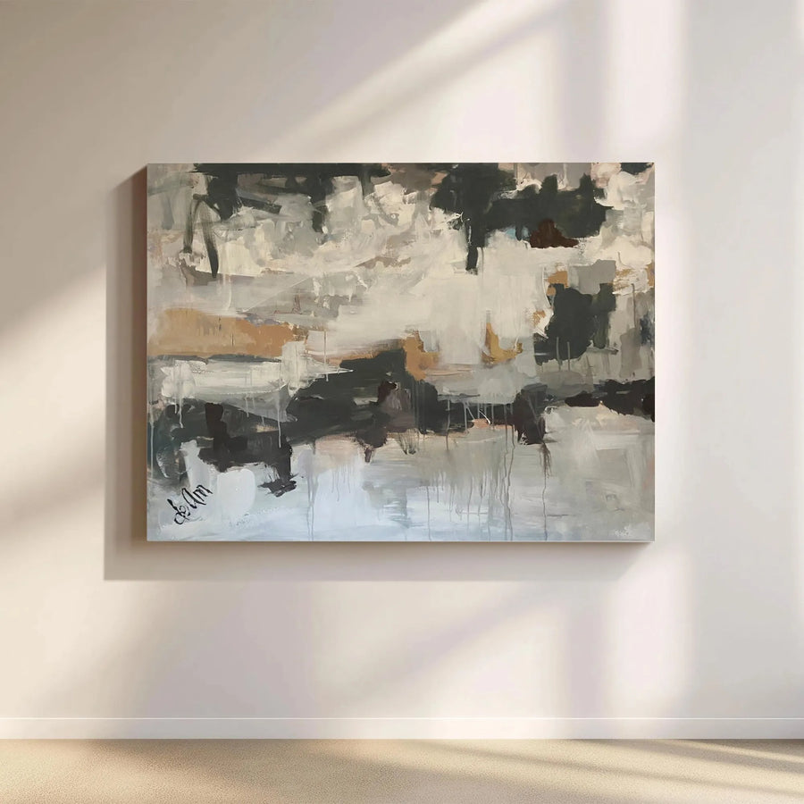 Abstract Canvas Wall Art | Neutral Tones Painting Print | Premium Gallery Wrapped Canvas | Living Room & Office Decor Gift