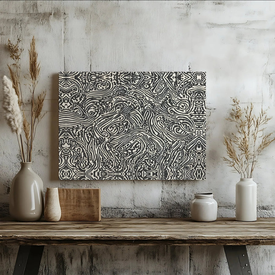 Abstract Canvas Wall Art | Intricate Black and White Swirl Pattern | Premium Gallery-Wrapped Print | Modern Minimalist Home Decor Gift