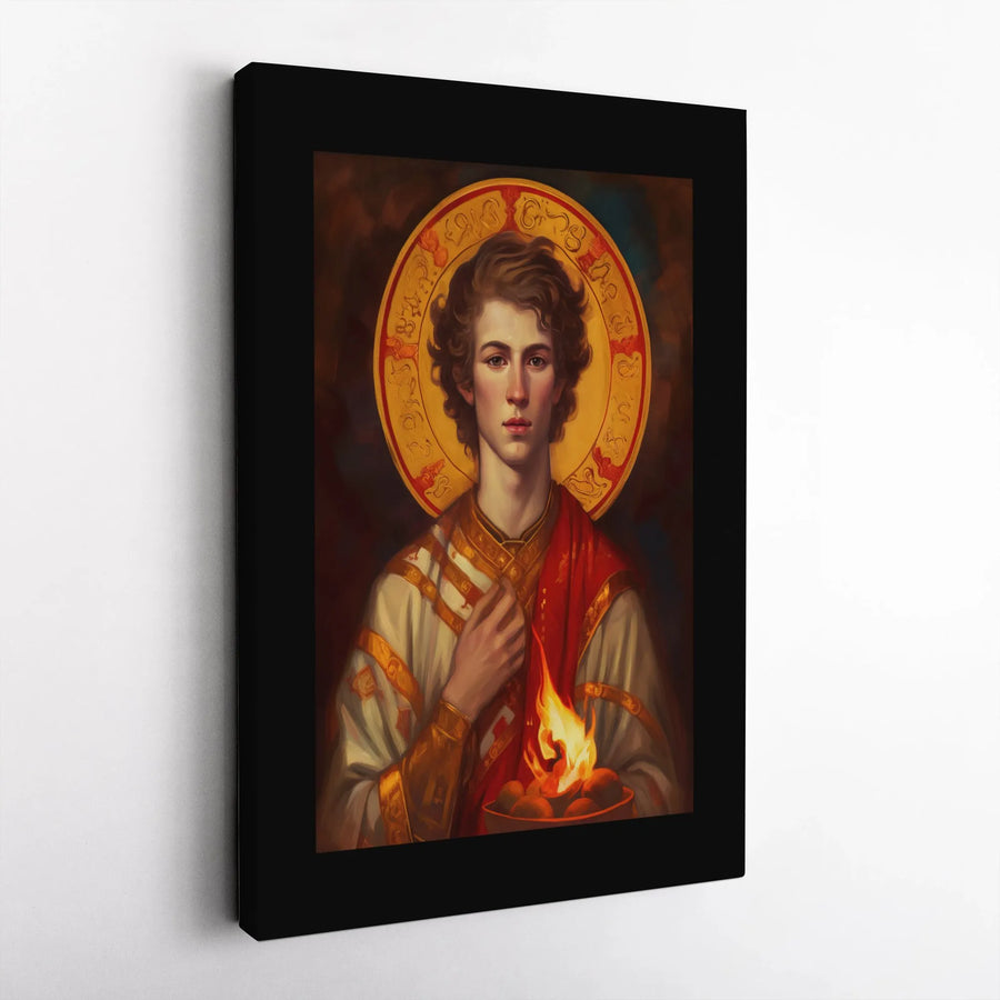 Saint Valentine Wall Art | Renaissance Style Portrait with Halo | Premium 1.25" Thick Gallery Canvas | Christian Home Decor Gift