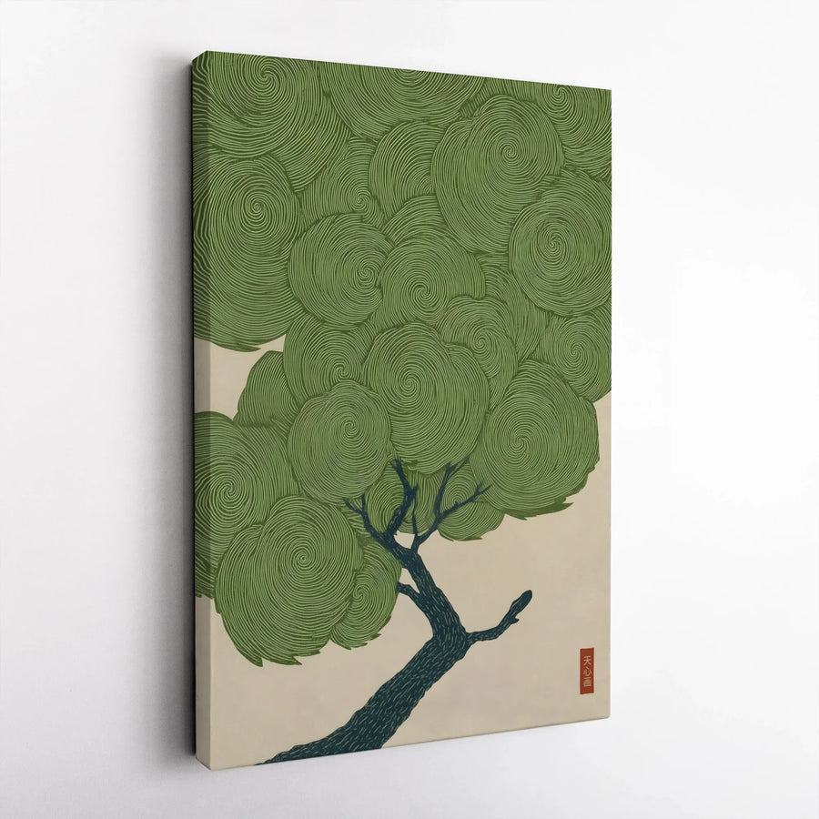 Zen Garden Tree Canvas Print | Modern Japanese Stylized Art | Premium Thick Gallery Wrap | Minimalist Wall Decor Gift for Home or Office