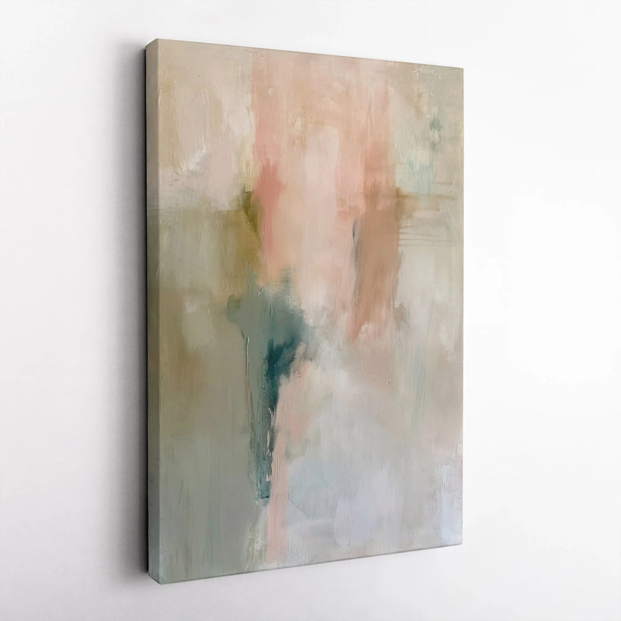 Abstract Canvas Wall Art | Blush Pink and Sage Green Minimalist Decor | Gallery Wrapped Premium Print | Modern Neutral Home Office Gift