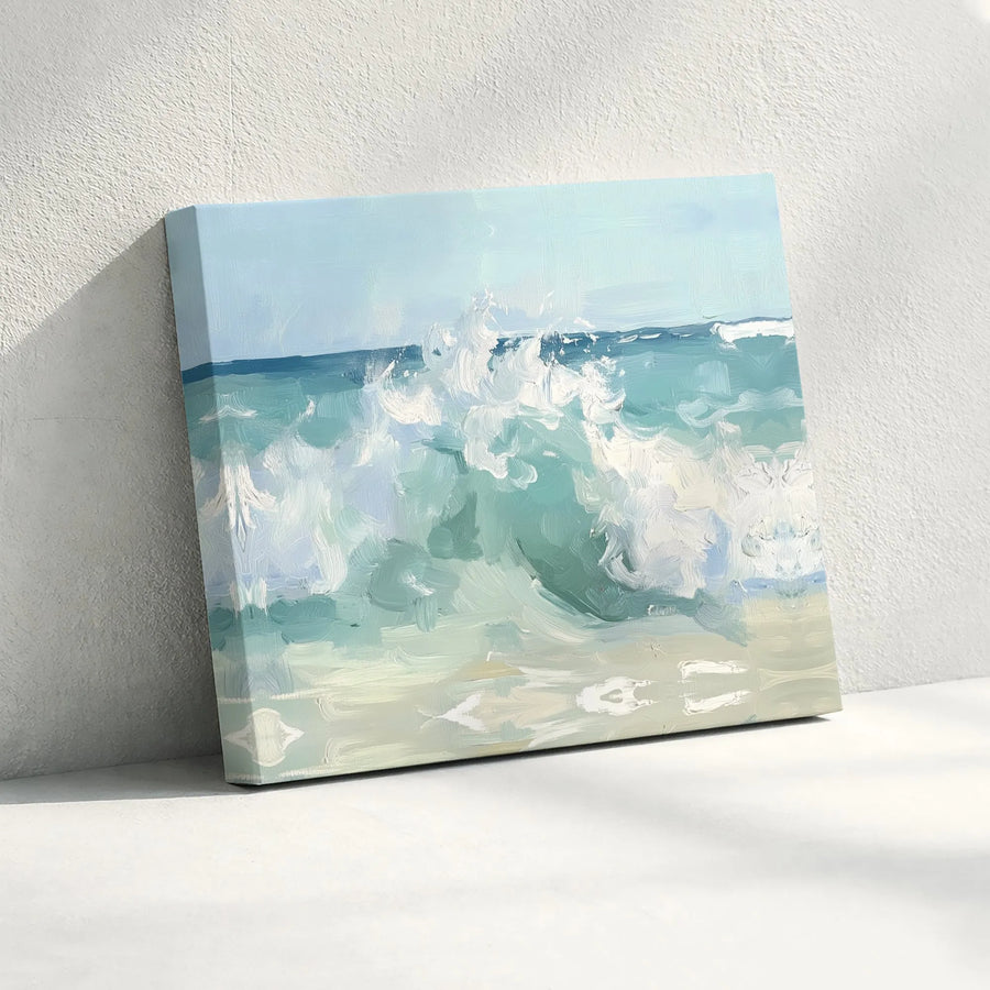 Coastal Ocean Wave Canvas Wall Art | Abstract Seascape Painting | Premium Gallery Wrap Print | Modern Beach House Decor for Living Room