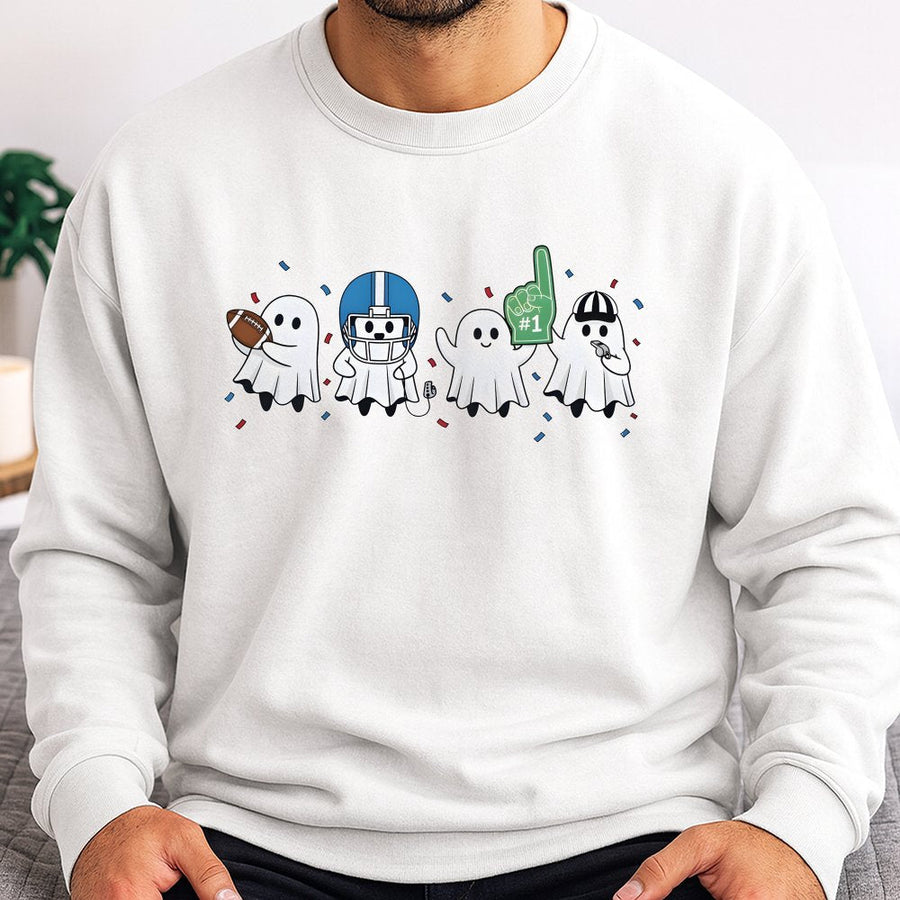 Ghost Football Sweatshirt | Cute Spooky Fall Game Day Graphic | Premium Cotton Blend | Gift for Football Fans and Moms