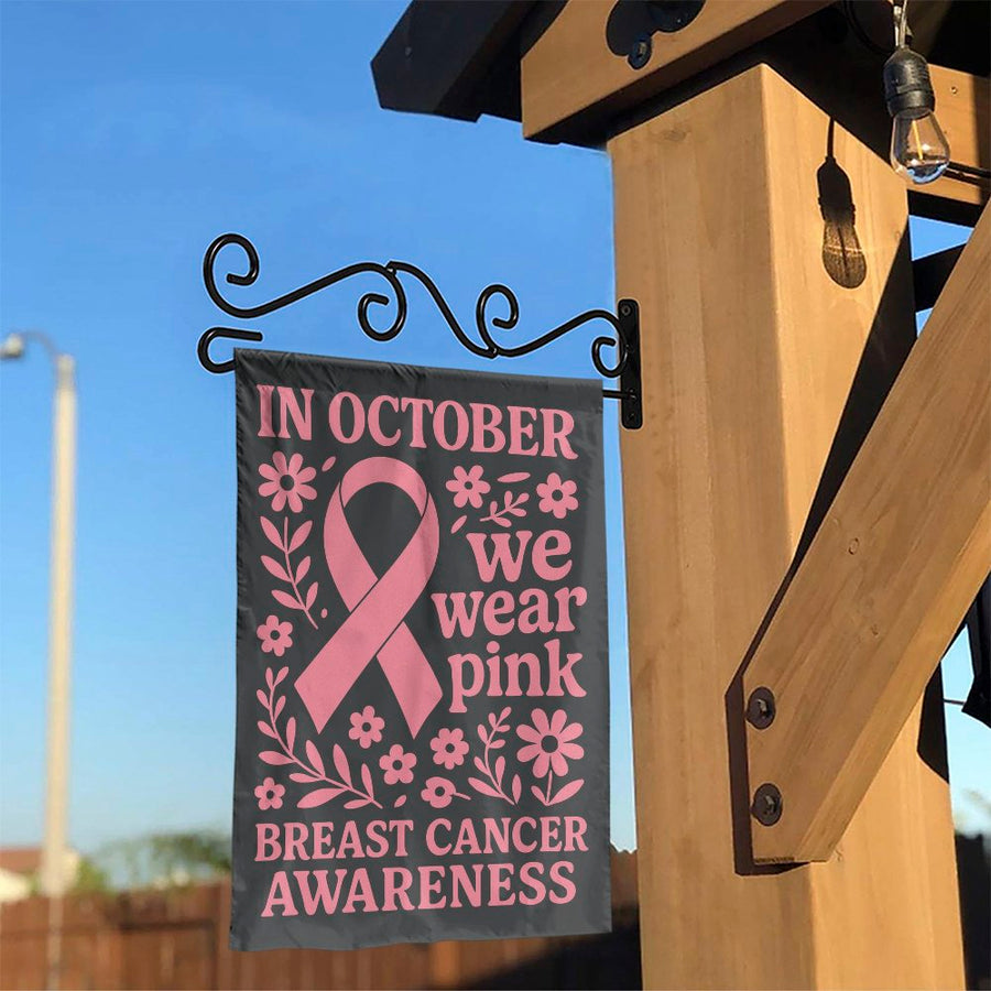 Breast Cancer Awareness Garden Flag | Pink Ribbon Floral Outdoor Decor | Durable Polyester Two-Sided Yard Sign | October Hope Gift for Survivors