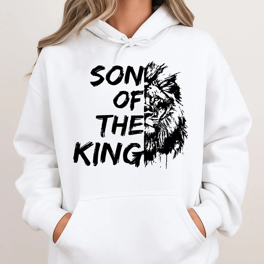 Son Of The King Hoodie | Lion Graphic Christian Apparel | Premium Unisex Fleece Pullover | Religious Faith Gift For Him And Her