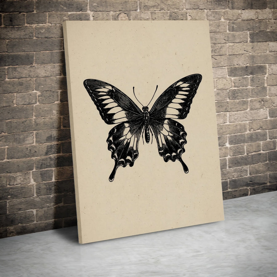 Vintage Swallowtail Butterfly Canvas Art | Black and White Botanical Wall Decor | Premium 1.25-Inch Gallery Wrap | Nature Lover Gift for Home