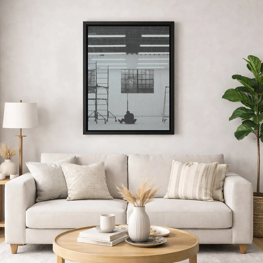 Industrial Silhouette Canvas Print | Moody Urban Photography Wall Art | Premium 1.25 Inch Gallery Wrap | Modern Home Office Decor