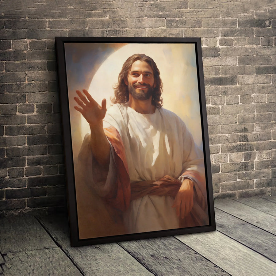 Jesus Christ Portrait Canvas | Waving Savior Religious Wall Art | Premium Fade-Resistant Print | Inspiring Christian Home Decor Gift
