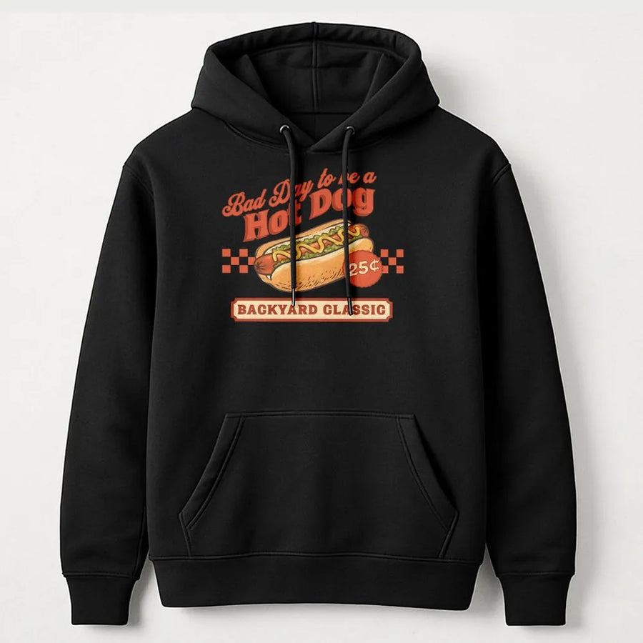 Funny Hot Dog Hoodie | Retro BBQ Graphic Pullover | Premium Soft Cotton Blend | Patriotic Summer Cookout Gift for Foodies