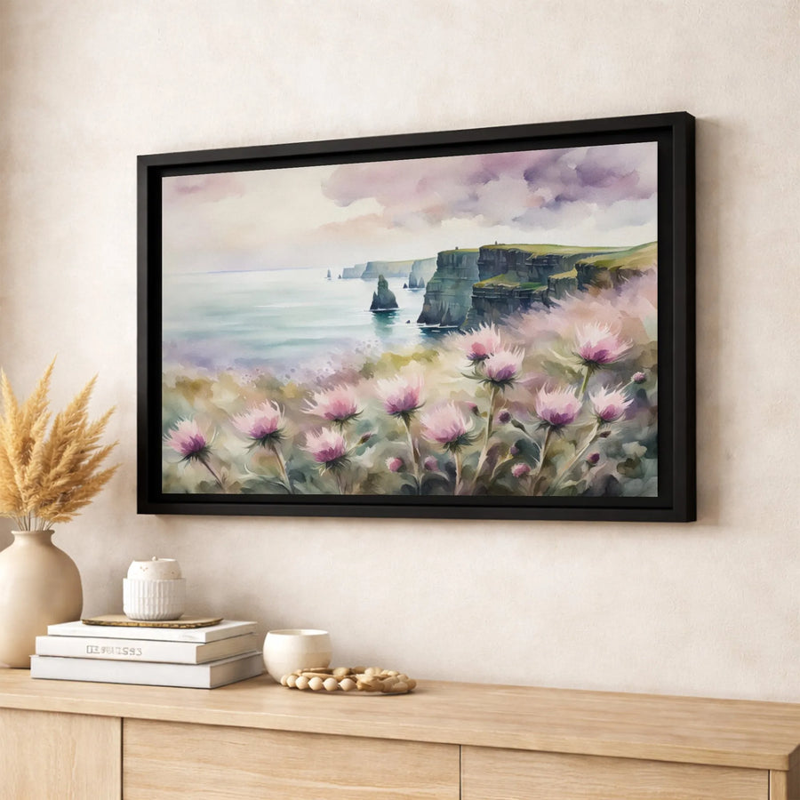 Cliffs of Moher Canvas Print | Irish Landscape Watercolor Painting | Premium Gallery Wrap Wall Art | Ireland Travel Souvenir Gift