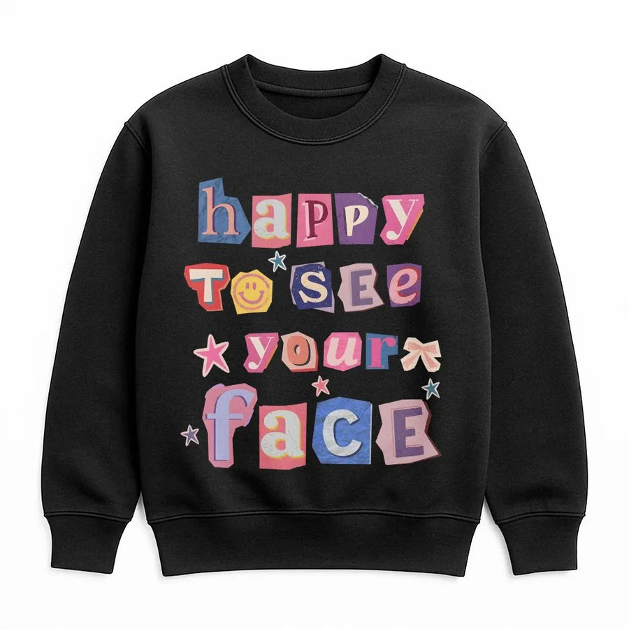 Happy To See Your Face Teacher Shirt | Cute Retro Collage Graphic Tee | Soft Comfort Colors Cotton | Back To School Gift for Teachers
