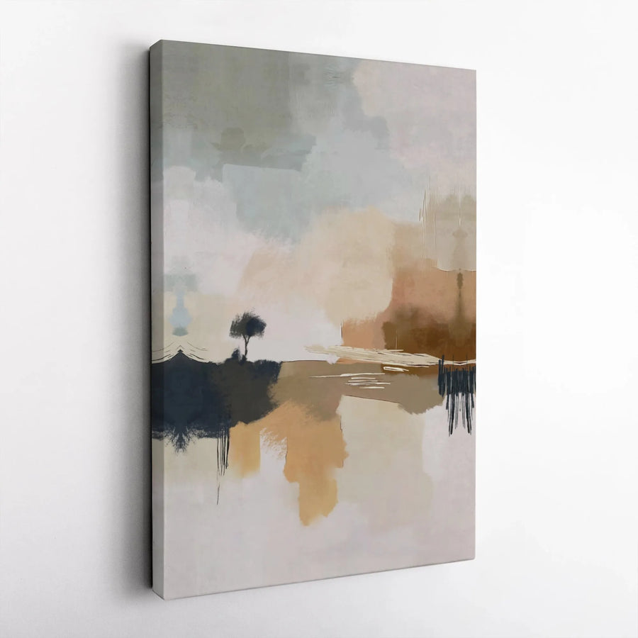 Abstract Earthy Landscape Canvas Wall Art | Neutral Minimalist Solitary Tree Print | 1.25" Gallery Wrap | Modern Home Decor Gift