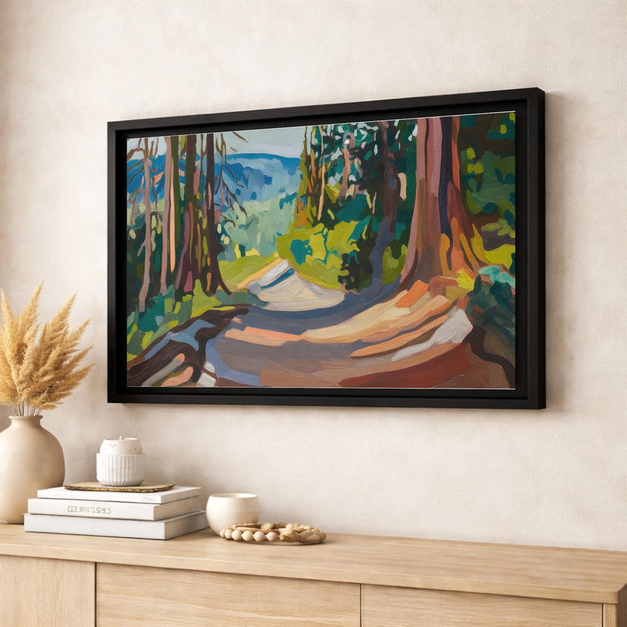 Forest Landscape Canvas Print | Sunlit Woodland Path Wall Art | Premium Gallery-Wrapped 1.25" Profile | Nature Home Decor Gift