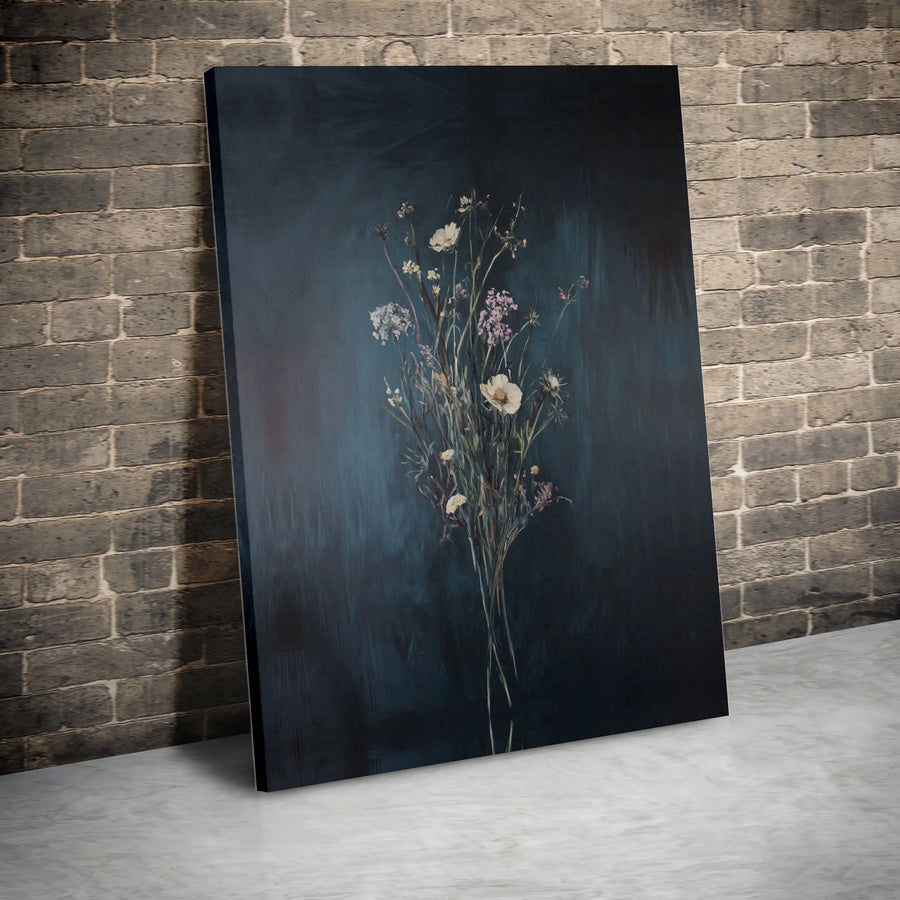 Moody Floral Wall Art | Vintage Wildflower Bouquet Canvas Print | Premium Gallery Wrapped Canvas | Modern Farmhouse Decor Gift