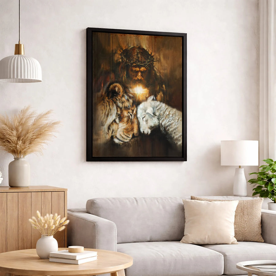Jesus Lion and Lamb Wall Art | Christian Religious Canvas Print | Premium Gallery-Wrapped Decor | Faith Inspired Home Gift