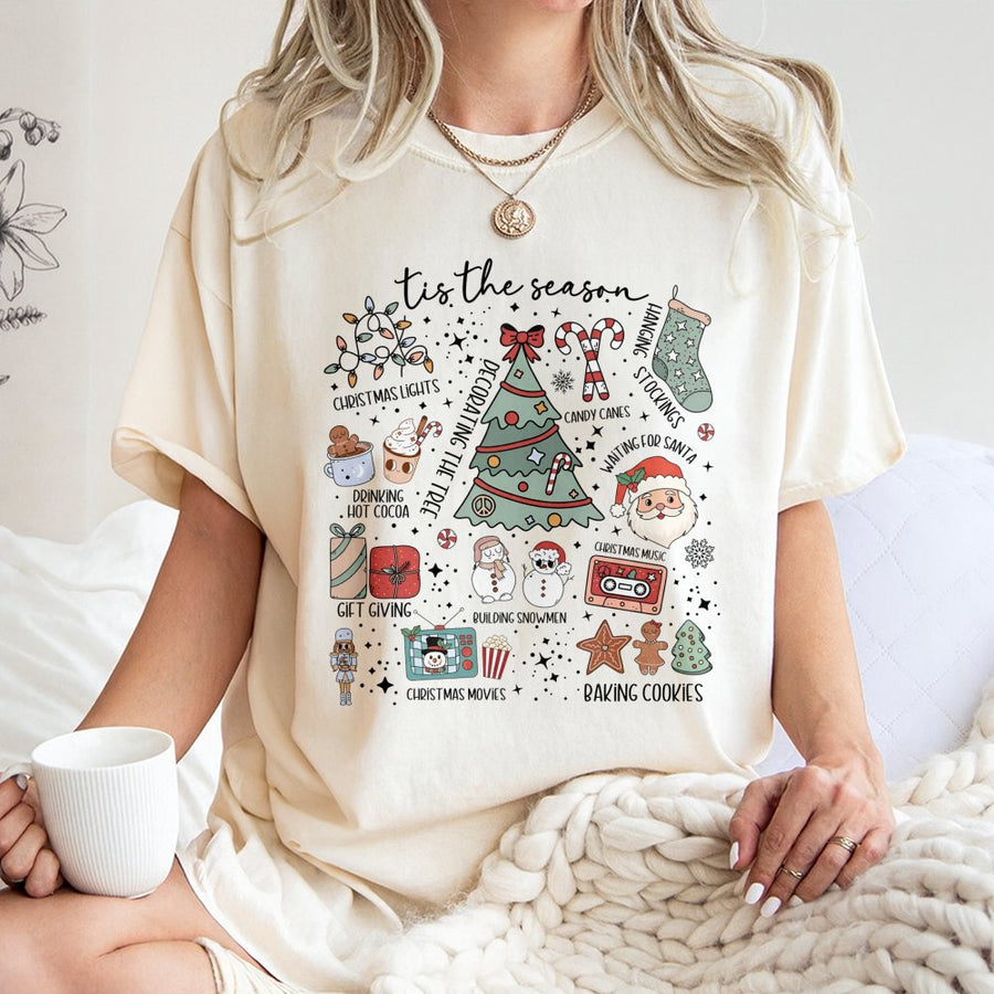 Tis The Season Christmas T-Shirt | Retro Y2K Holiday Graphic Tee | Premium 100% Cotton | Cute Xmas Gift For Women And Families
