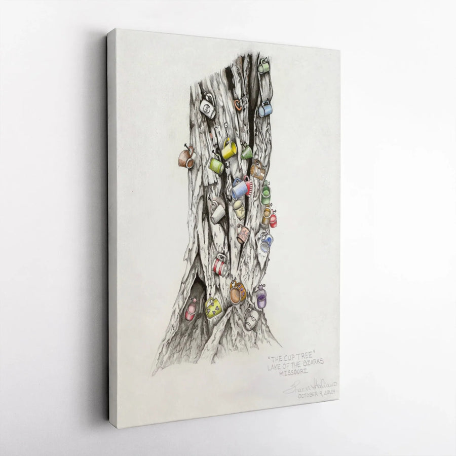 Lake of the Ozarks Cup Tree Canvas Print | Missouri Landmark Sketch Art | Premium Fade-Resistant Wall Decor | Unique Souvenir Gift for Lake House