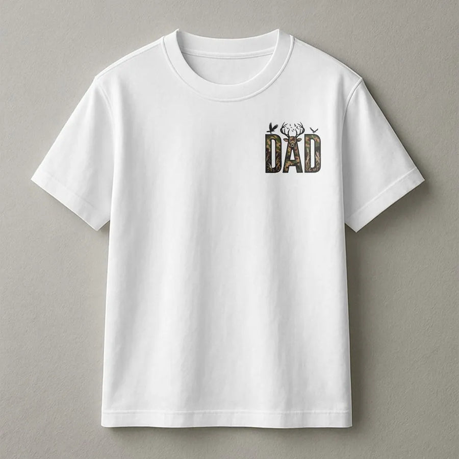 Hunting Dad T-Shirt | Camo Deer & Duck Graphic Print | Soft Cotton Tee | Father's Day Gift for Hunter Outdoorsman