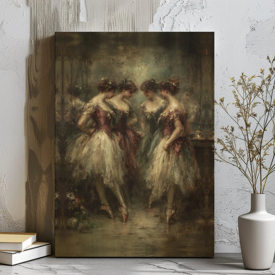 Ballet Dancer Canvas Wall Art | Vintage Impressionist Ballerina Painting | Gallery Wrapped Premium Print | Elegant Home Decor Gift for Her