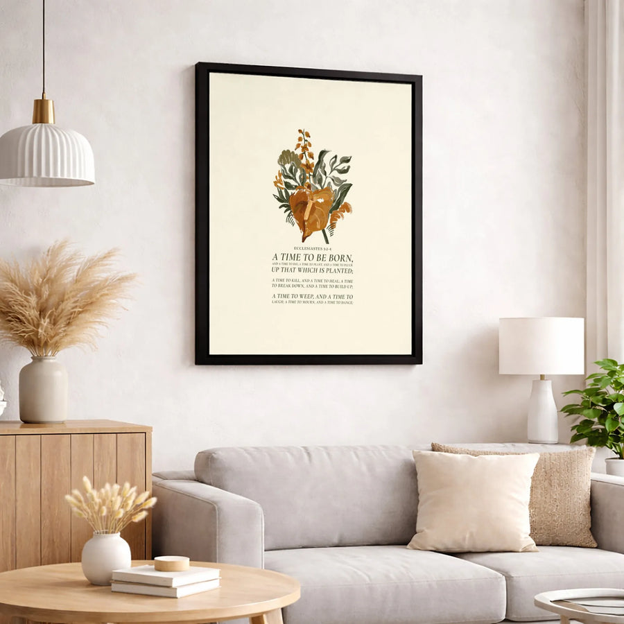 Ecclesiastes 3:2-4 Bible Verse Wall Art | Botanical Floral Bouquet Print | Premium Gallery Wrap Canvas | Christian Home Decor Gift
