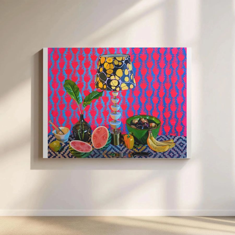 Vibrant Fruit Still Life Canvas | Pop Art Kitchen Scene with Bold Colors | Premium Thick Gallery Wrap Canvas | Eclectic Kitchen & Dining Room Decor