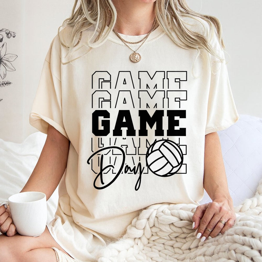 Volleyball Game Day T-Shirt | Sporty Graphic Typography Design | 100% Soft Cotton Tee | Gift for Volleyball Players and Fans