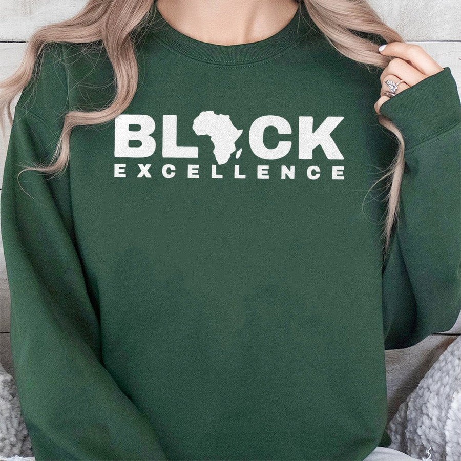 Black Excellence Sweatshirt | Africa Map Graphic Design | Premium Cotton Blend | Empowerment Gift for Men and Women