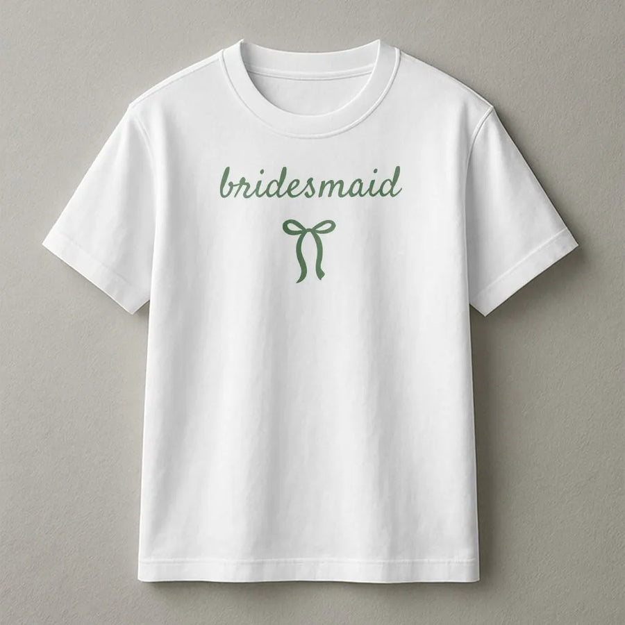 Bridesmaid T-Shirt | Minimalist Bow Graphic Print | 100% Soft Cotton | Bridal Party Proposal Gift For Bachelorette Party