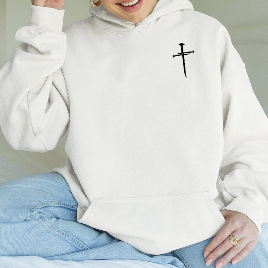 Faith Cross Hoodie | Minimalist Christian Nail Cross Design | Premium Cotton-Blend Pullover | Religious Gift for Men and Women