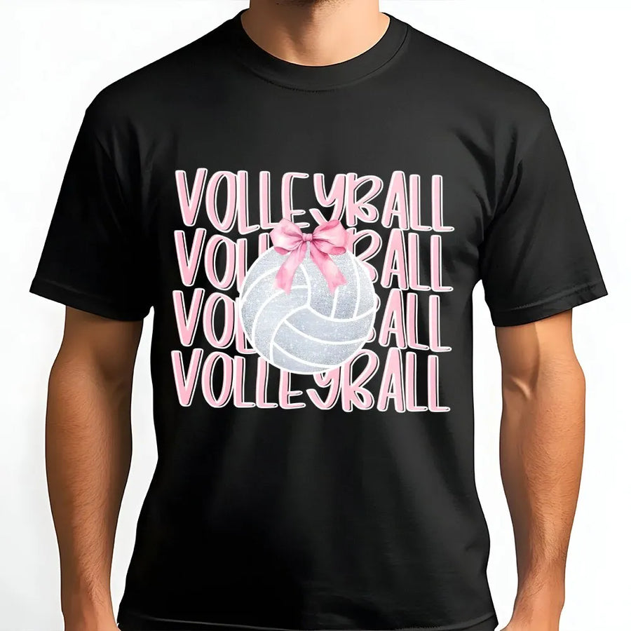 Volleyball T-Shirt | Coquette Bow Aesthetic Graphic | Premium Cotton Unisex Tee | Cute Gift for Volleyball Player, Team Spirit, Game Day