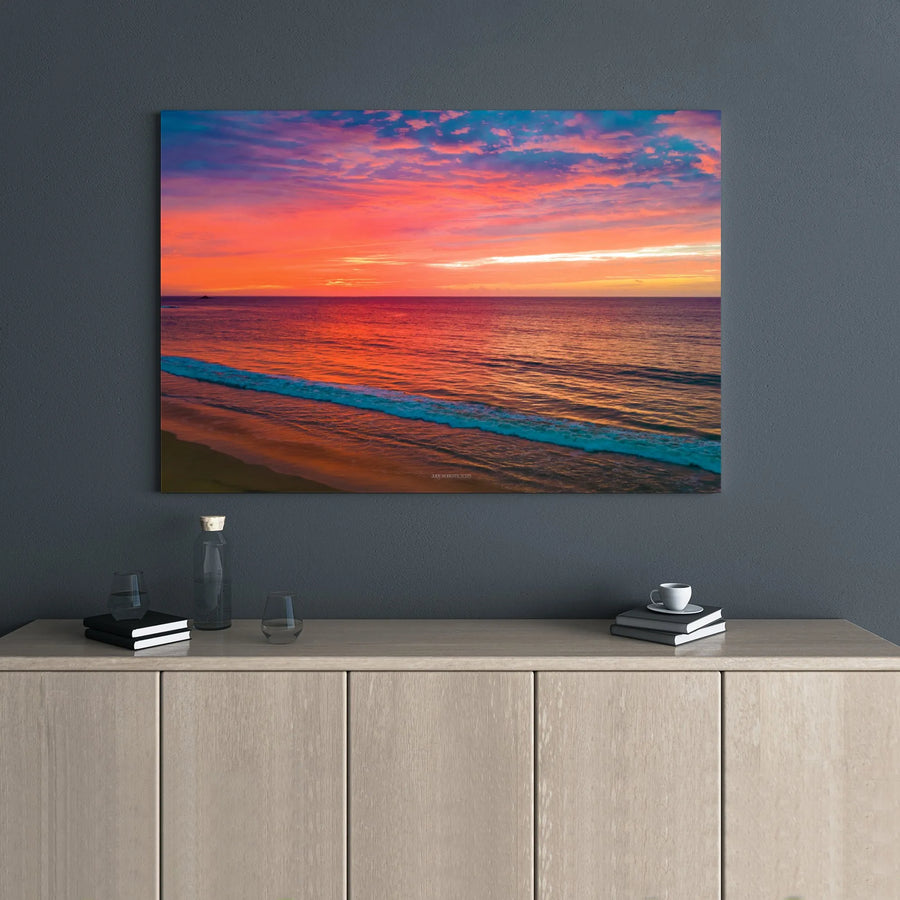 Vibrant Ocean Sunset Canvas Wall Art | Horizontal Beach Seascape Print | Premium Gallery Wrapped 1.25" Frame | Coastal Decor for Home Office