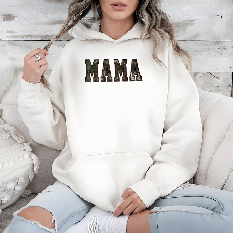 Mama Camo Hoodie | Trendy Camouflage Text Graphic | Soft Cotton-Polyester Blend | Premium Gift for Mom, New Mom or Mother's Day 2026
