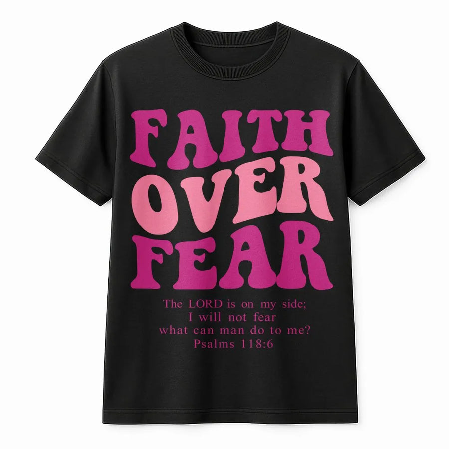 Faith Over Fear T-Shirt | Psalms 118:6 Bible Verse Sweater | Premium Cotton Blend | Inspirational Christian Gift for Women and Men