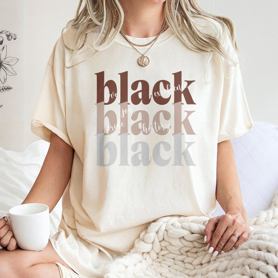 Black History Month T-Shirt | Love Joy Excellence Pride Graphic | 100% Cotton Premium Tee | Empowering African American Heritage Gift