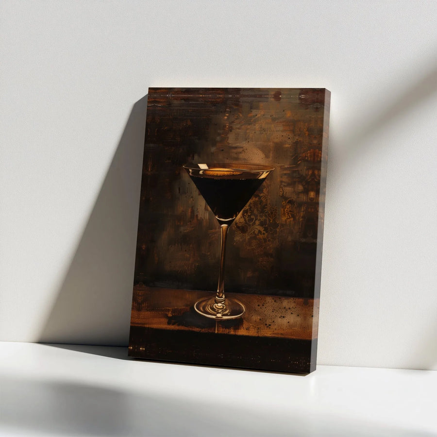 Espresso Martini Canvas Wall Art | Rustic Cocktail Bar Decor | Premium Gallery Wrap Print | Coffee Lover Kitchen Gift