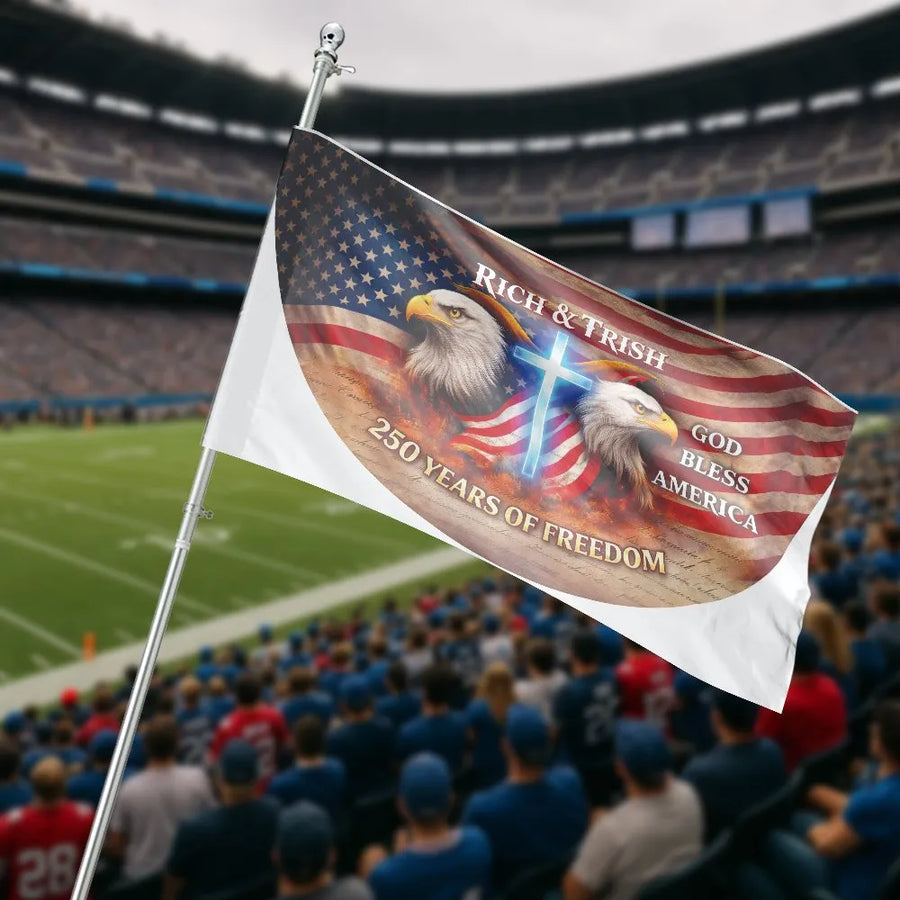 Patriotic Eagle American House Flag | God Bless America & Christian Cross Design | Double Sided Premium Polyester | Gift for Veterans & Patriots