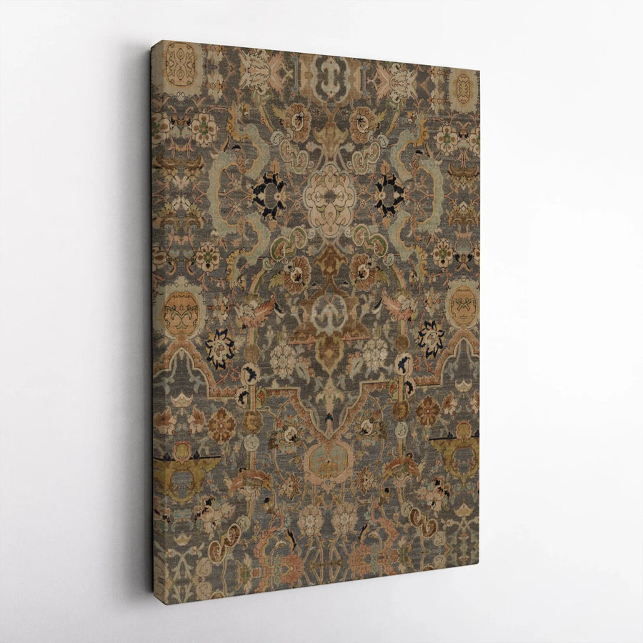 Vintage Persian Rug Wall Art | Ornate Floral Medallion Print | 1.25-Inch Gallery Wrap Canvas | Premium Home Decor Gift