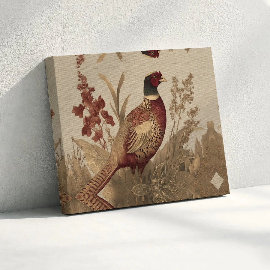 Vintage Pheasant Canvas Print | Antique Botanical Bird Wall Art | Premium Gallery Wrapped Decor | Nature Lover Gift for Living Room