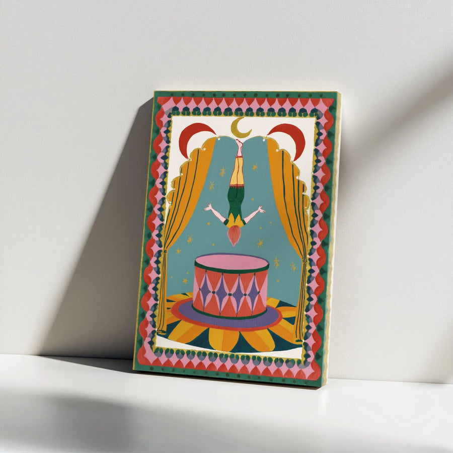 Circus Acrobat Wall Art | Whimsical Handstand Illustration | Premium Gallery Wrap Canvas | Unique Gift for Artistic Home Decor