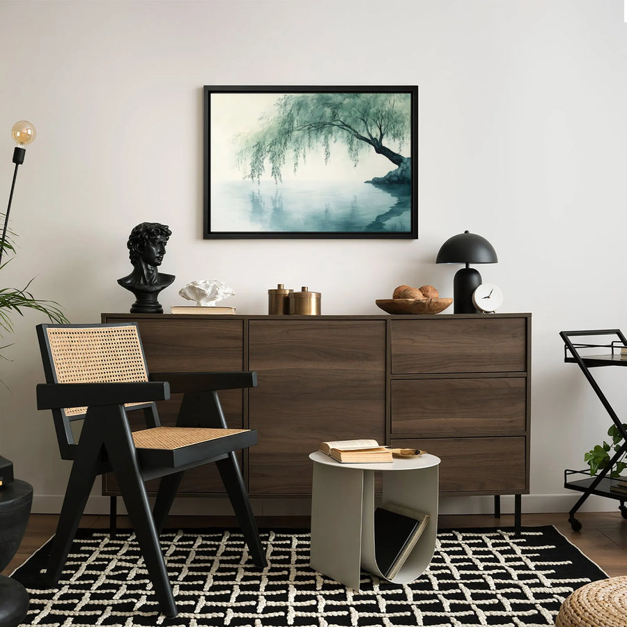 Weeping Willow Canvas Wall Art | Watercolor Lake Landscape Print | Gallery-Quality 1.25-Inch Profile | Serene Home Decor for Living Room
