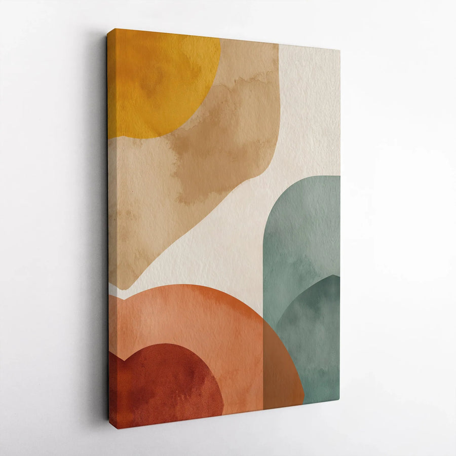 Abstract Boho Wall Art | Earth Tone Watercolor Shapes Print | Premium 1.25" Gallery Wrapped Canvas | Modern Home & Office Decor