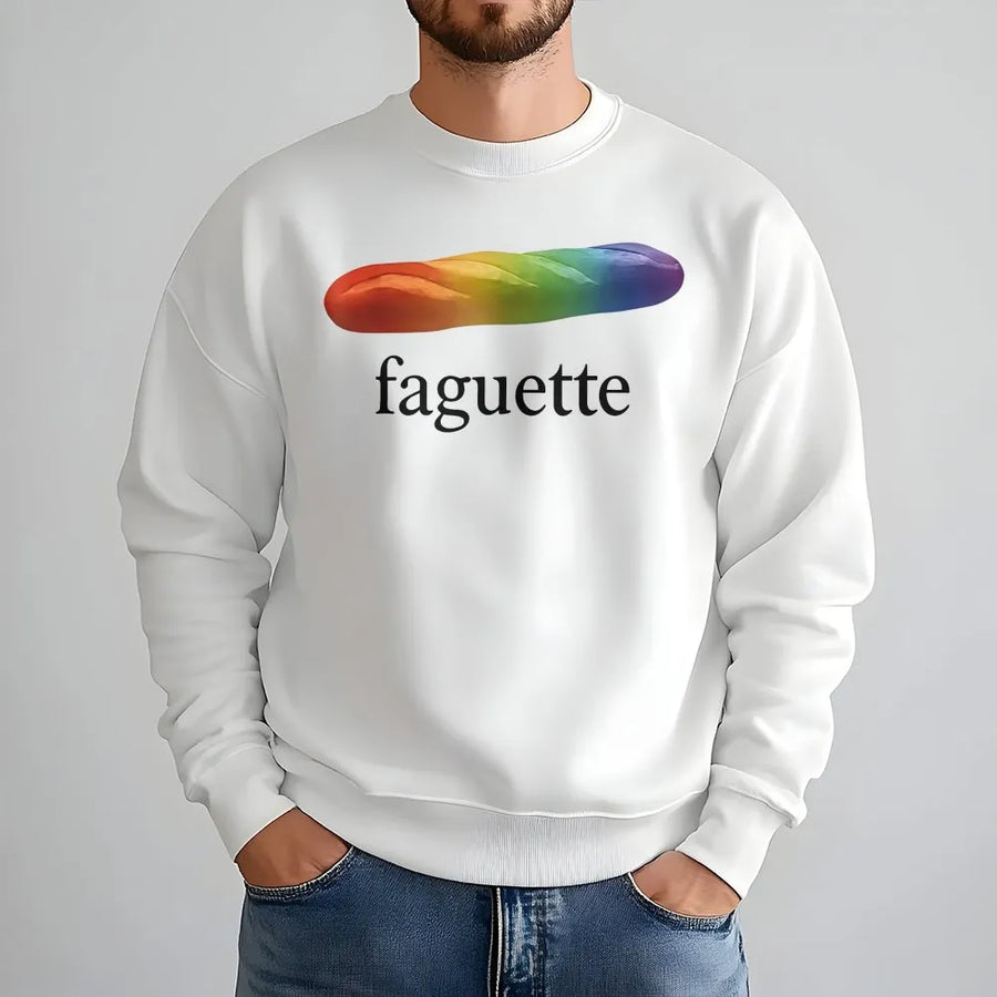 Faguette Sweatshirt | Funny Rainbow Baguette Pride Graphic | Soft Cotton Blend | Unisex LGBTQ Ally Gift for Pride Month