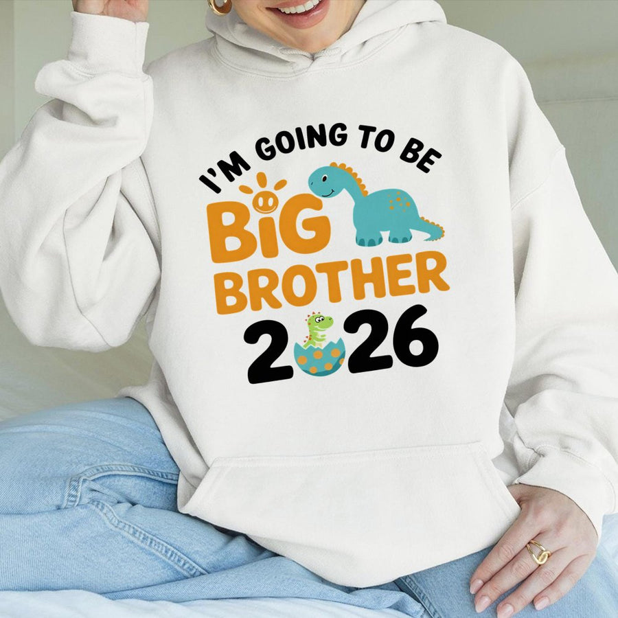 Big Brother 2026 Hoodie | Cute Dinosaur Pregnancy Announcement Design | Premium Cotton-Blend | Unique Gift For New Big Brother