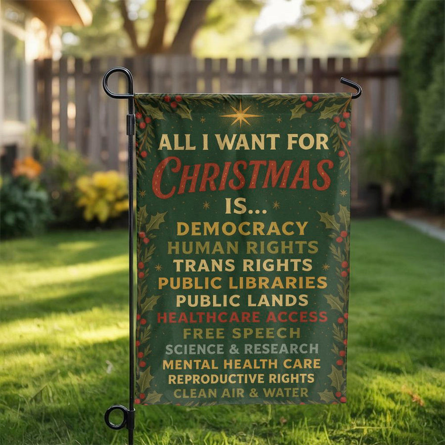 Progressive Christmas Garden Flag | Social Justice Holiday Decor | Premium Weather-Resistant Polyester | Yard Sign Gift