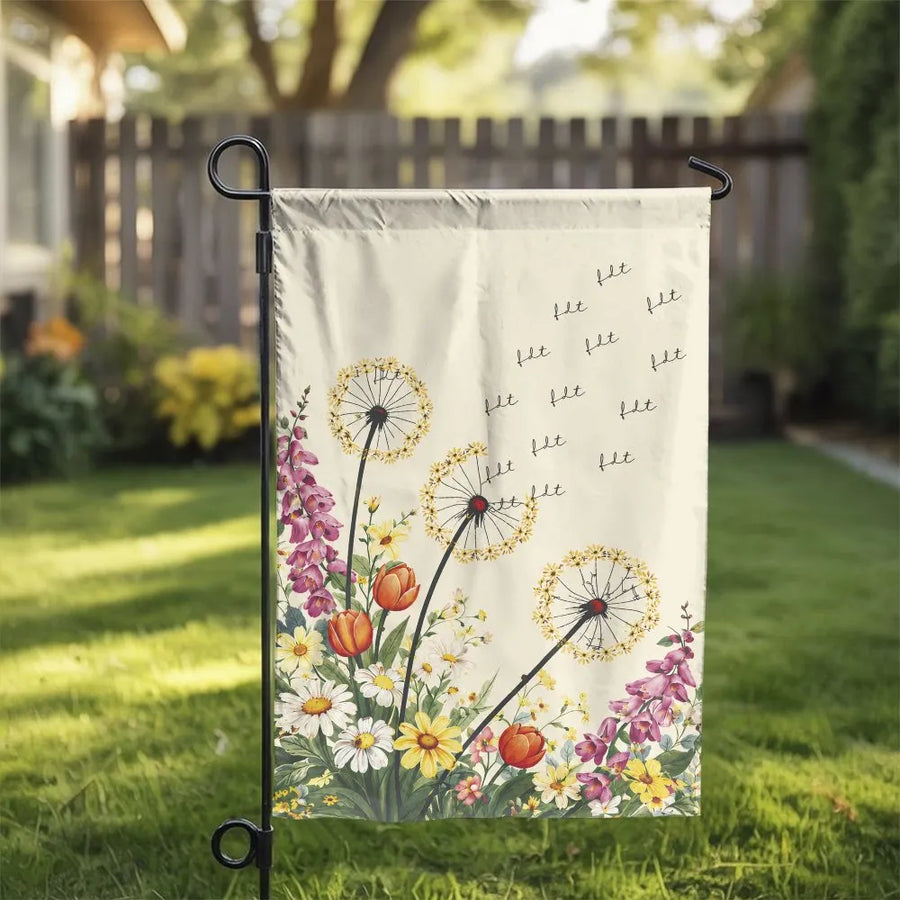 Dandelion Floral Garden Flag | Watercolor Wildflower Botanical Art, Double-Sided Print | Premium Weather-Resistant 2-Layer Polyester | Charming Spring Yard Decor, Warm Housewarming Gift