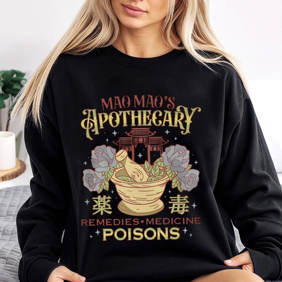 Apothecary Sweatshirt | Witchy Mortar and Pestle Botanical Graphic | Premium Cotton Blend | Gift for Herbalist and Magic Lover