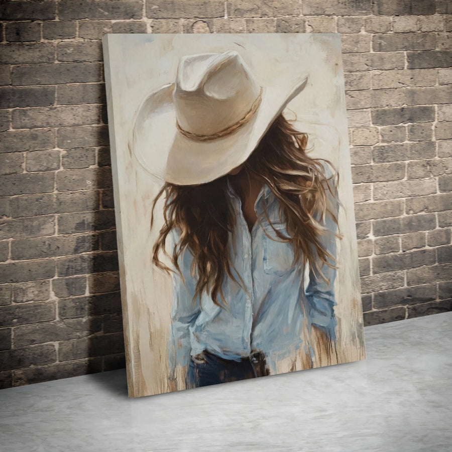 Cowgirl Canvas Wall Art | Modern Western Painting Print | Premium Gallery Wrapped Canvas | Rustic Farmhouse Decor Gift