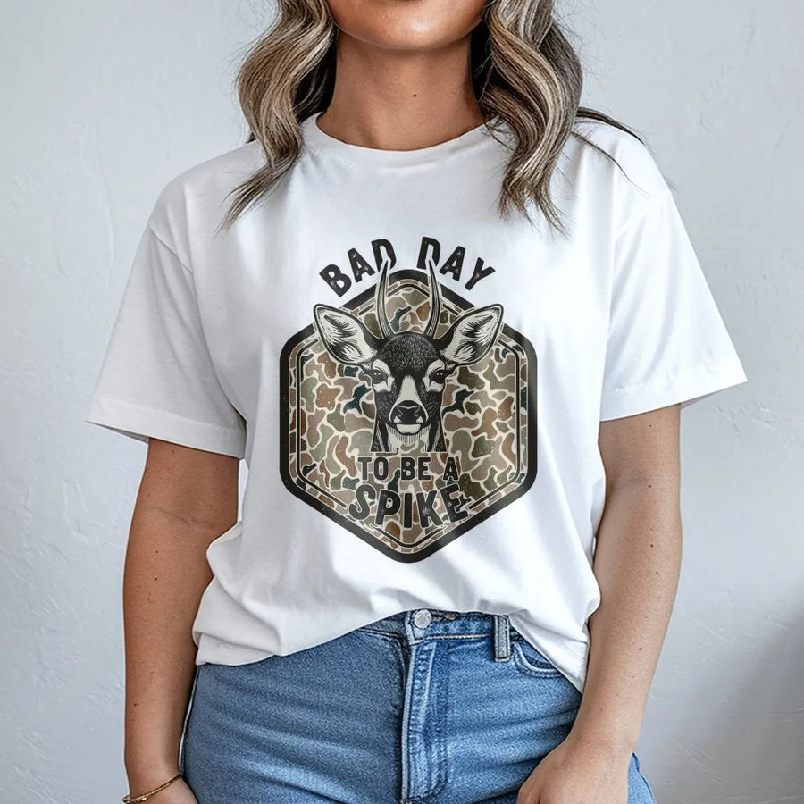 Bad Day To Be A Spike T-Shirt | Hunting Deer Graphic Design | Premium Cotton Apparel | Funny Bow Hunter Gift For Men And Women