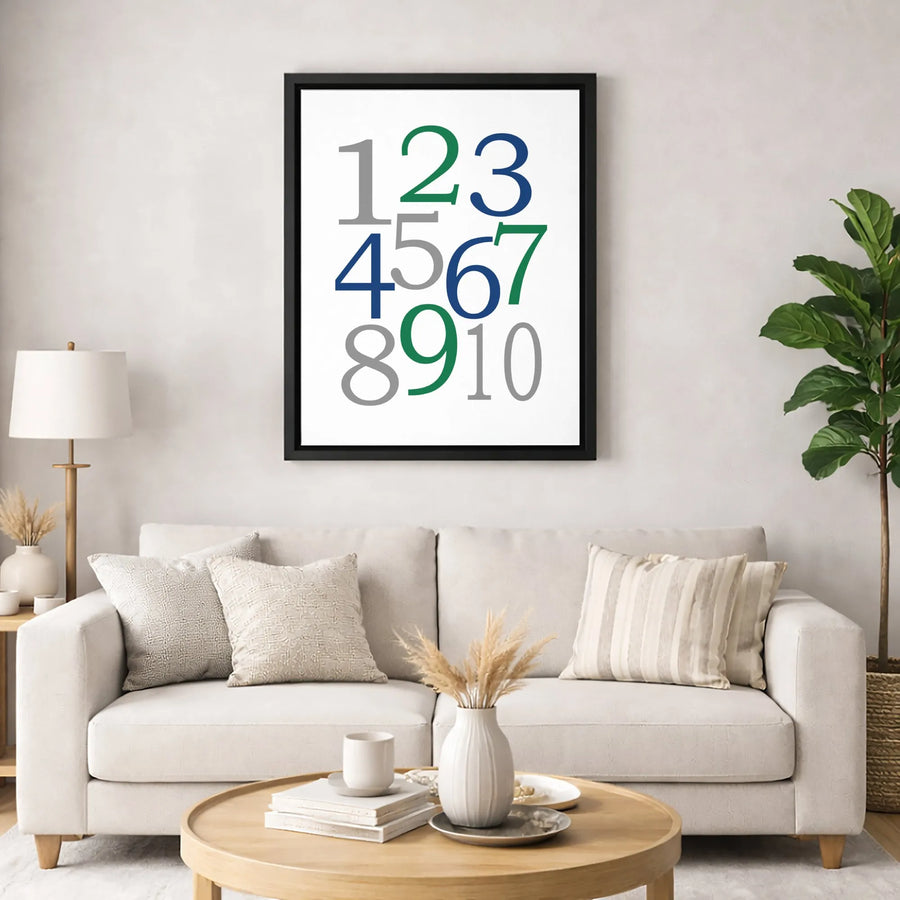 Numbers Wall Art Canvas | Educational Nursery Decor | Premium Gallery Wrapped Print | Modern Minimalist Kids Room Wall Decor